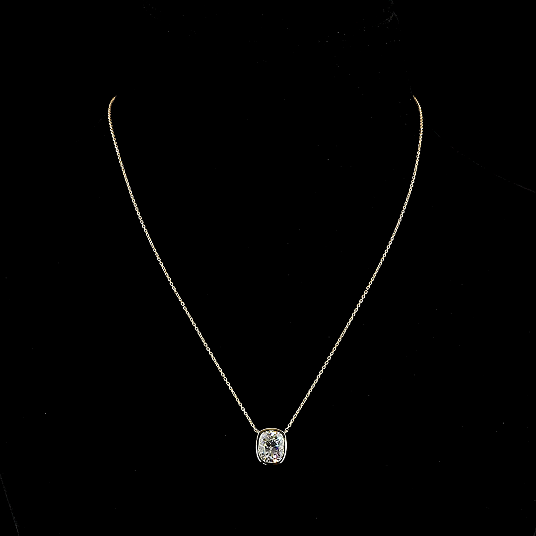2ctw Bezel East West Cushion Solitaire Pendant