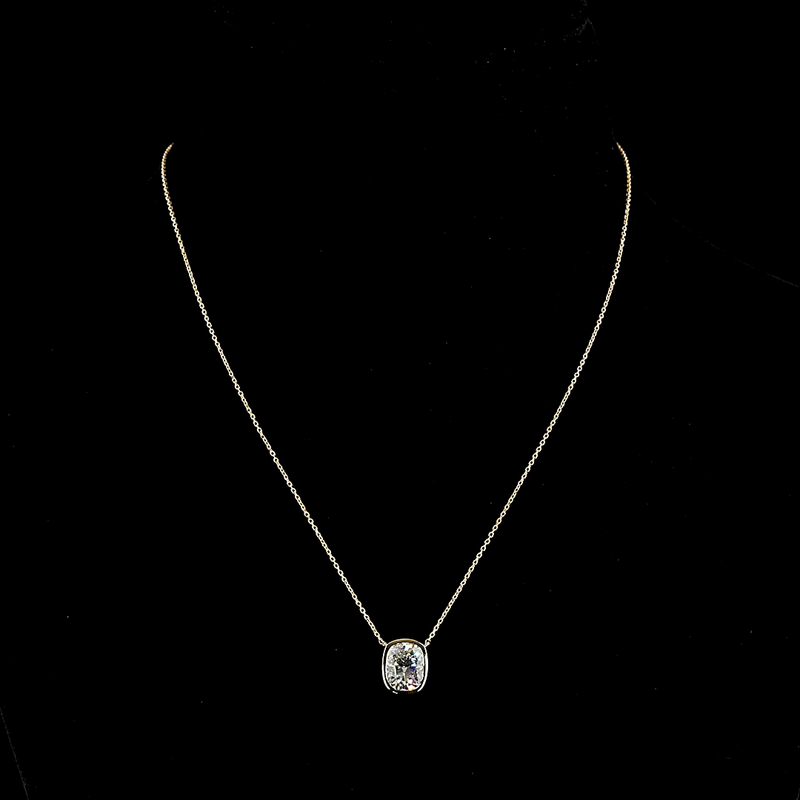 2ctw Bezel East West Cushion Solitaire Pendant