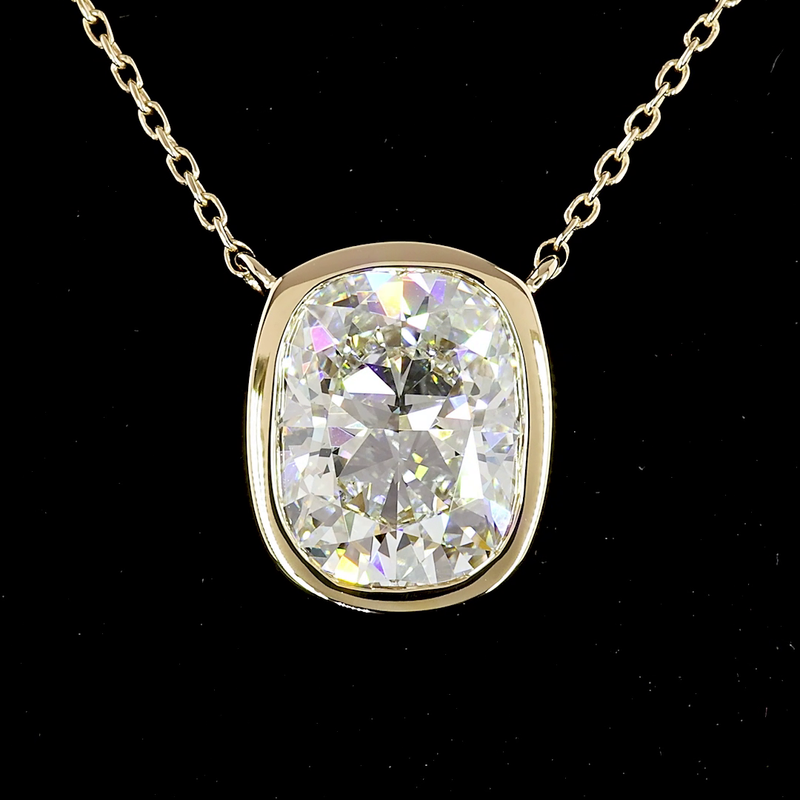 2ctw Bezel East West Cushion Solitaire Pendant