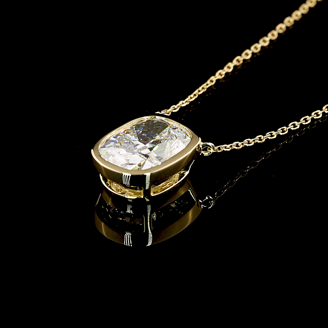 2ctw Bezel East West Cushion Solitaire Pendant