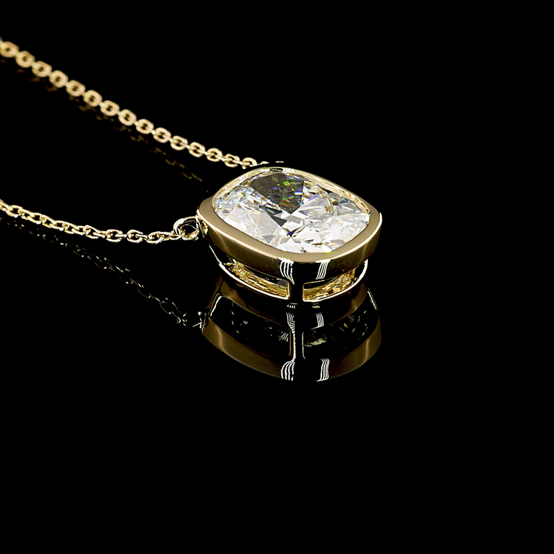 2ctw Bezel East West Cushion Solitaire Pendant