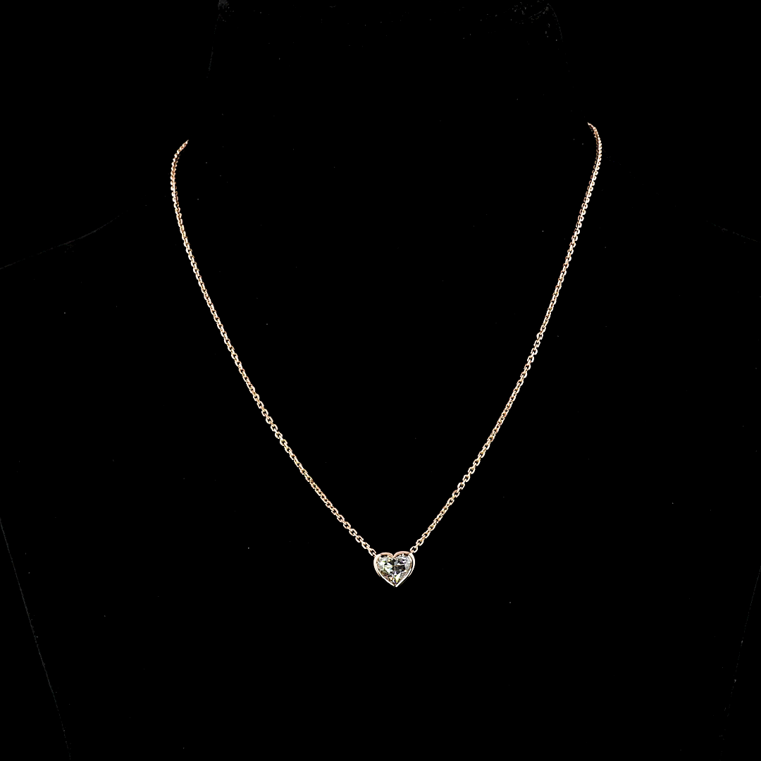 1-1/2ctw Bezel Heart Solitaire Pendant