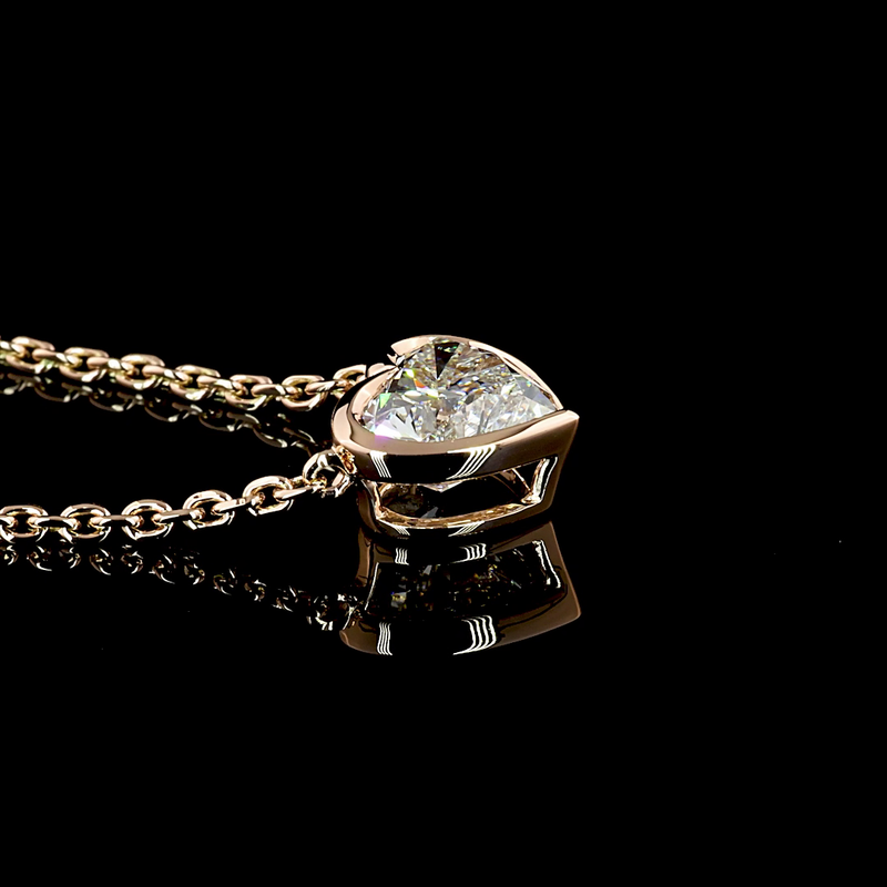 1-1/2ctw Bezel Heart Solitaire Pendant