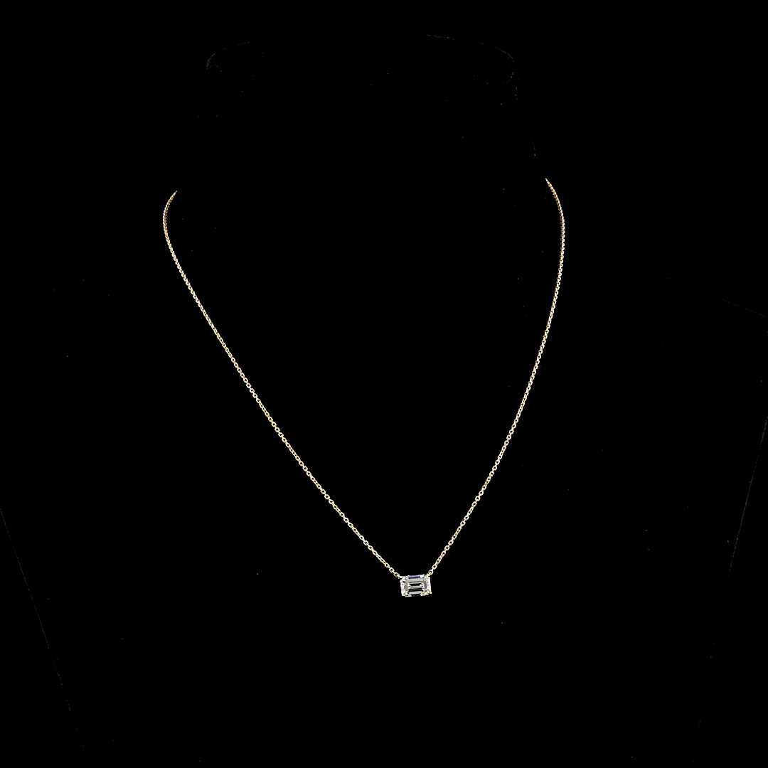 1ctw Prong East West Emerald Solitaire Pendant