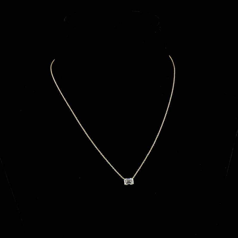 1ctw Prong East West Emerald Solitaire Pendant