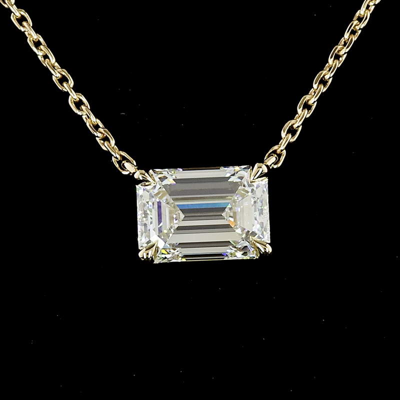 1ctw Prong East West Emerald Solitaire Pendant