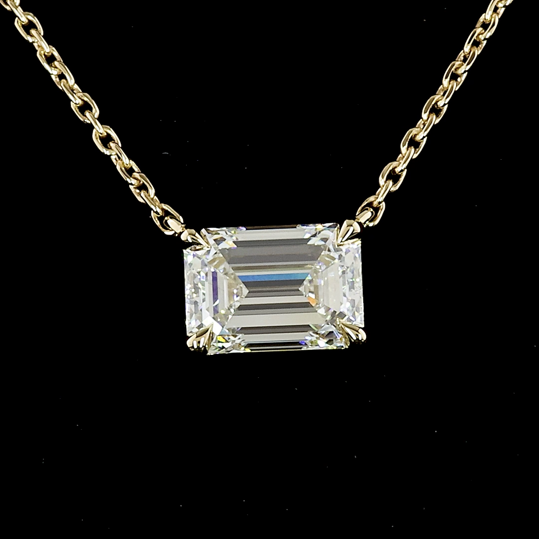 1ctw Prong East West Emerald Solitaire Pendant