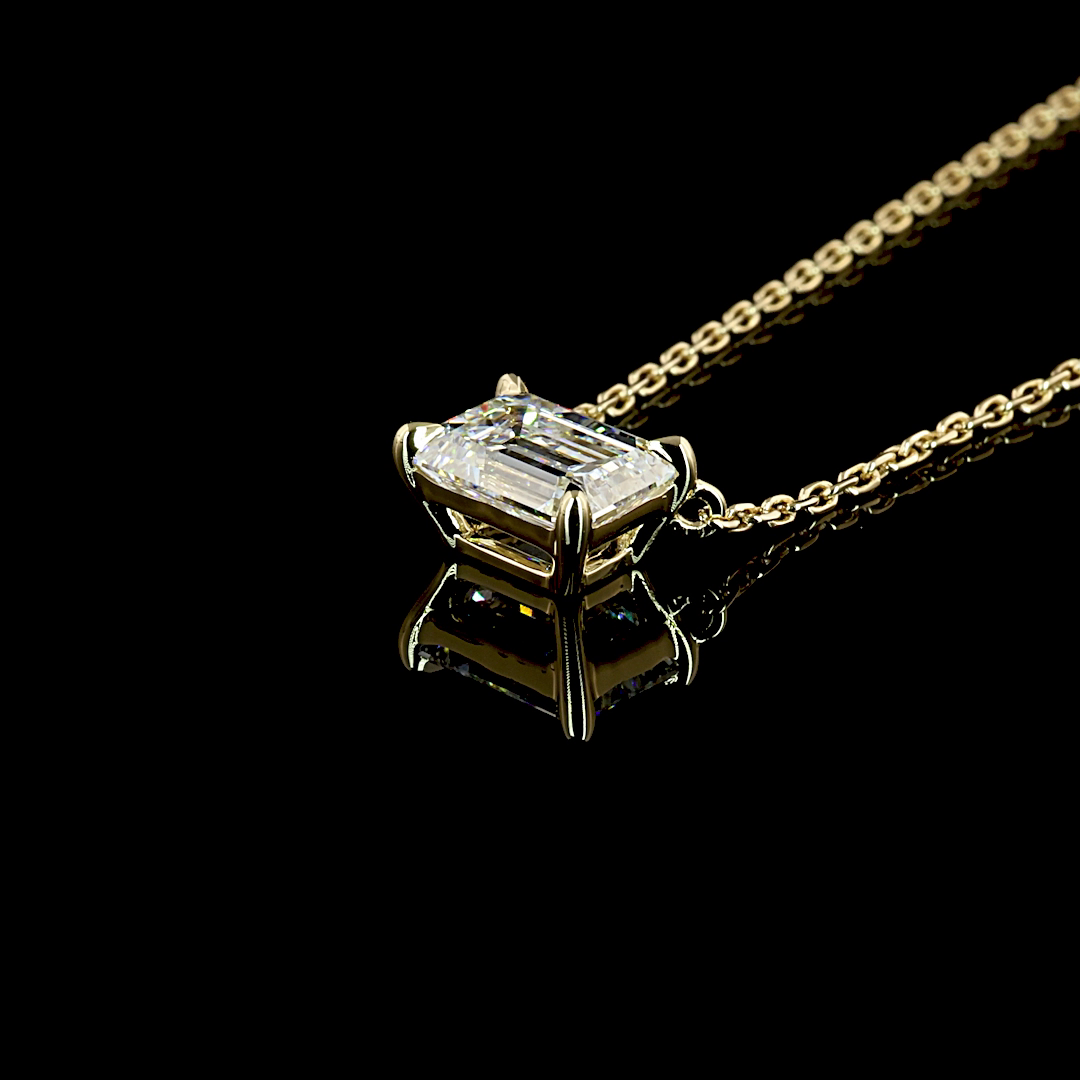 1ctw Prong East West Emerald Solitaire Pendant