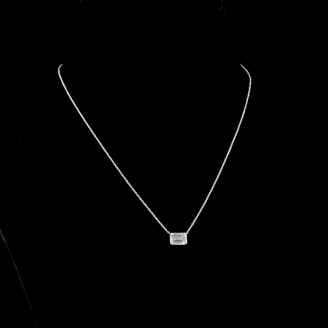 2ctw Prong East West Emerald Solitaire Pendant