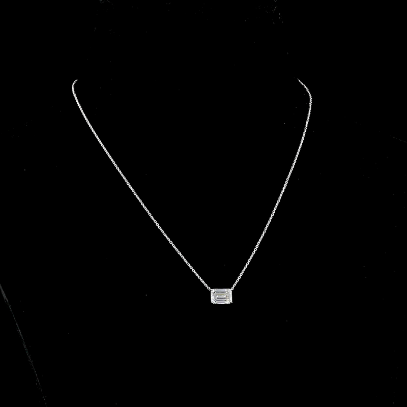 2ctw Prong East West Emerald Solitaire Pendant