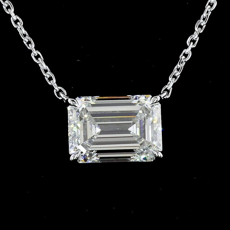 2ctw Prong East West Emerald Solitaire Pendant