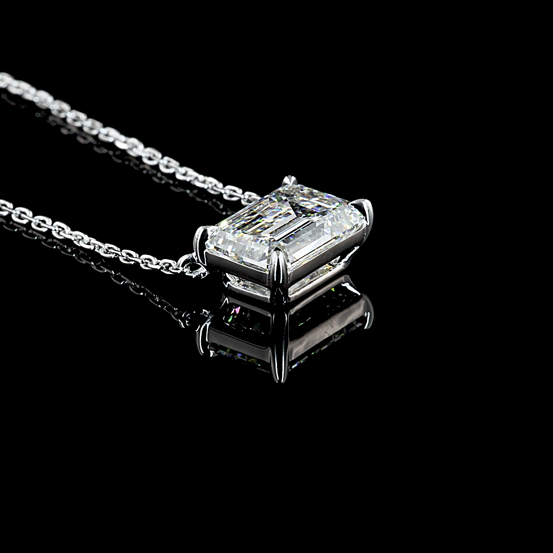 2ctw Prong East West Emerald Solitaire Pendant