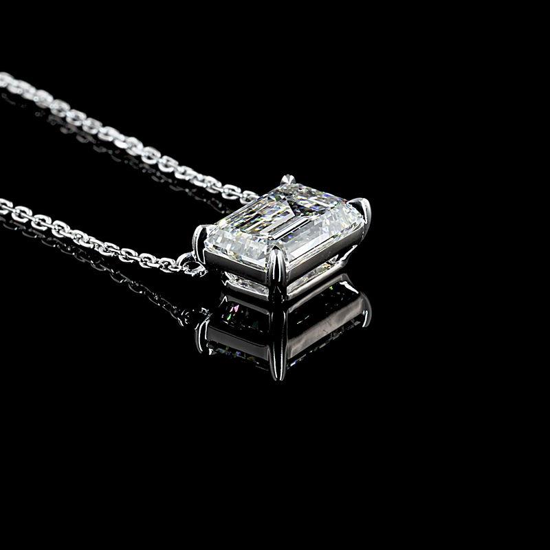 2ctw Prong East West Emerald Solitaire Pendant