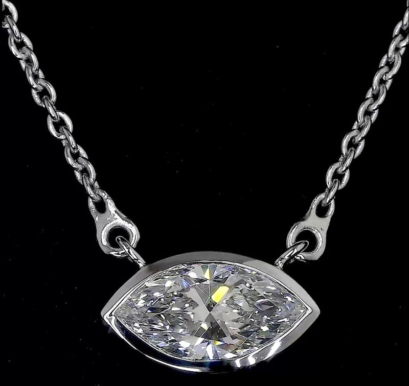 3-3/4ctw Bezel Marquise Solitaire Pendant