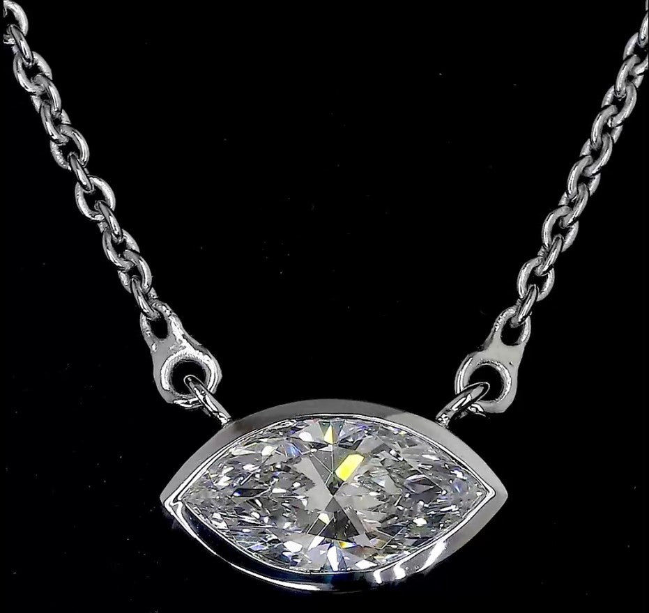 3-3/4ctw Bezel Marquise Solitaire Pendant