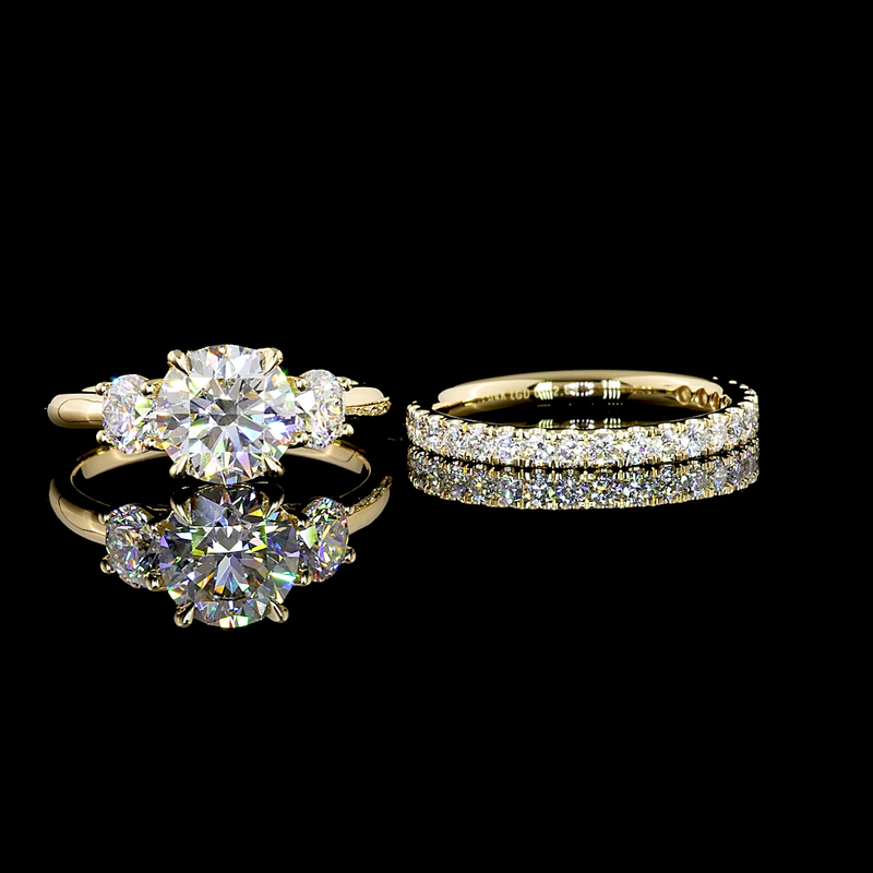 1-1/2ct Round Diamond Three Stone Engagement Ring