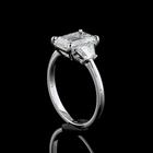 2ct Emerald Diamond Three Stone Engagement Ring
