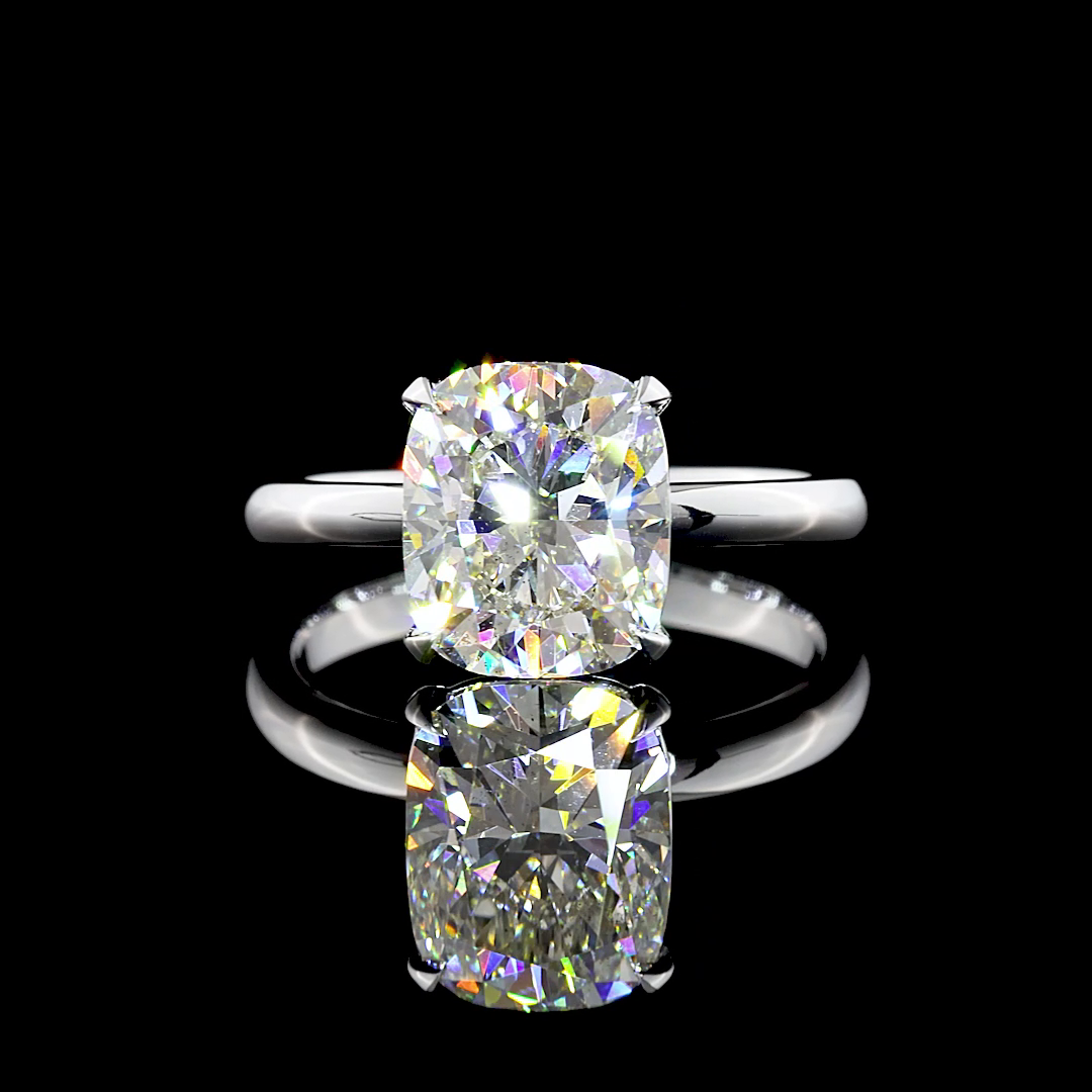 2-3/4ct Cushion Diamond Solitaire Engagement Ring