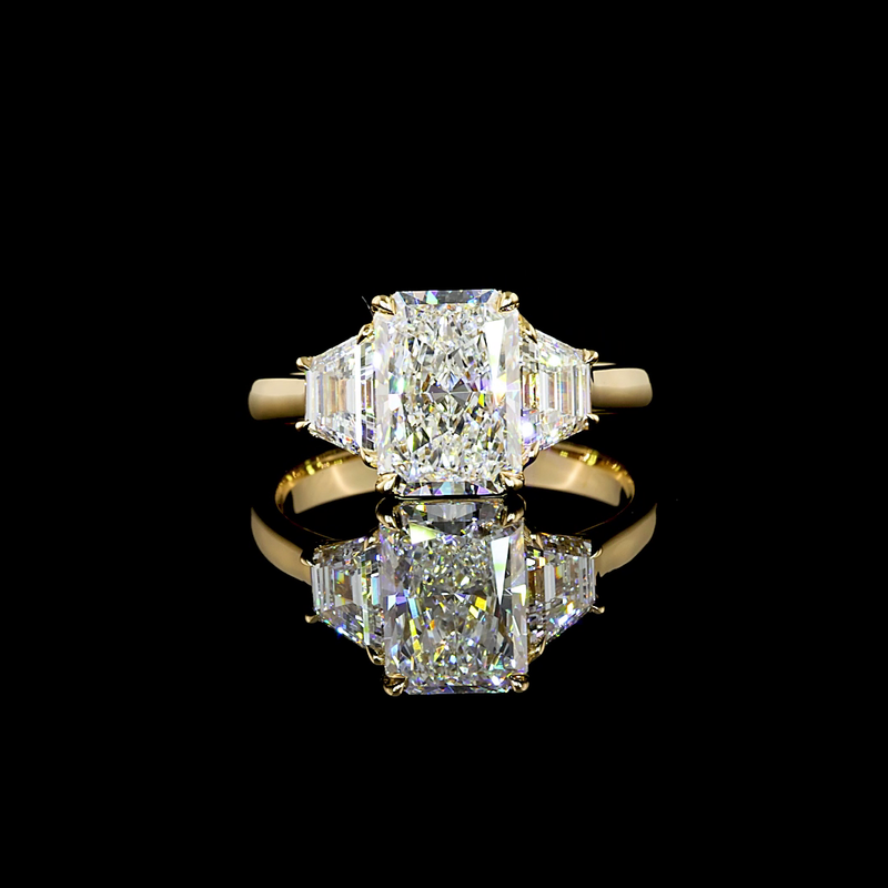 1-1/2ct Radiant Diamond Three Stone Engagement Ring