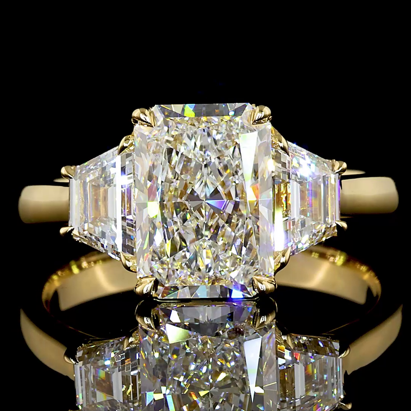 1-1/2ct Radiant Diamond Three Stone Engagement Ring
