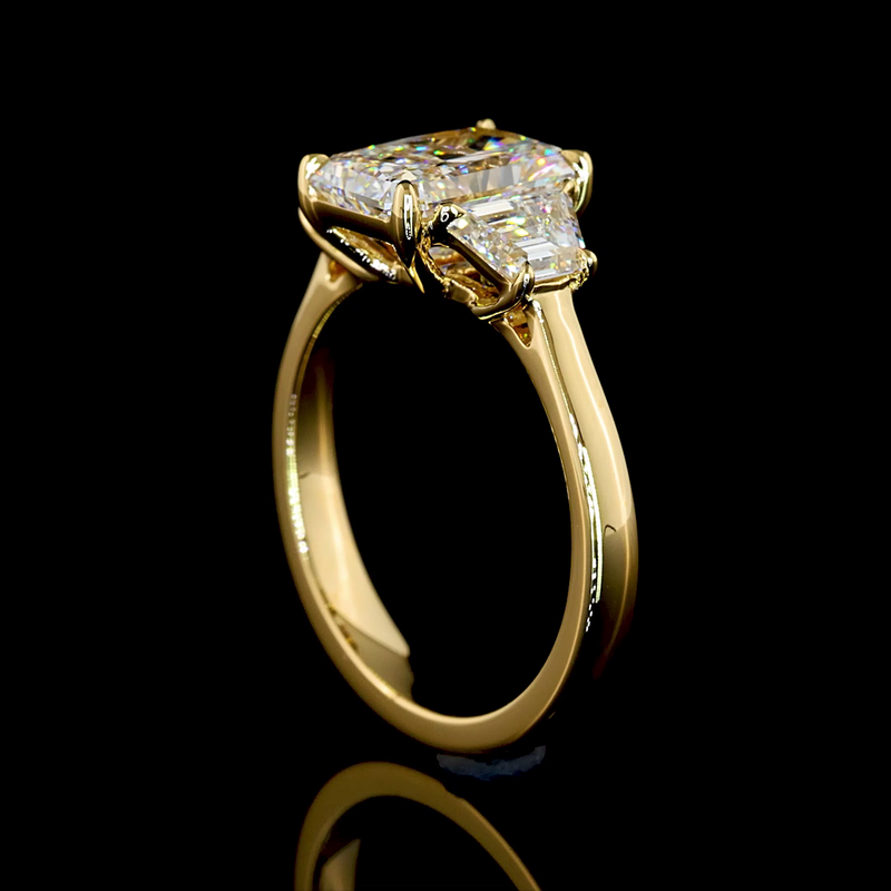 1-1/2ct Radiant Diamond Three Stone Engagement Ring