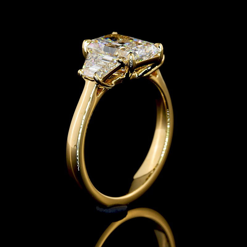 1-1/2ct Radiant Diamond Three Stone Engagement Ring