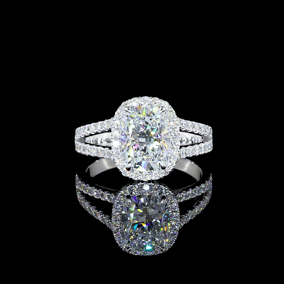 2ct Cushion Diamond Split Shank Engagement Ring