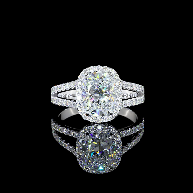 2ct Cushion Diamond Split Shank Engagement Ring