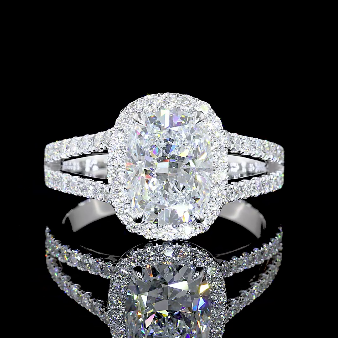 2ct Cushion Diamond Split Shank Engagement Ring