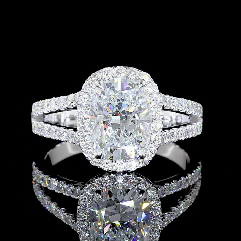 2ct Cushion Diamond Split Shank Engagement Ring
