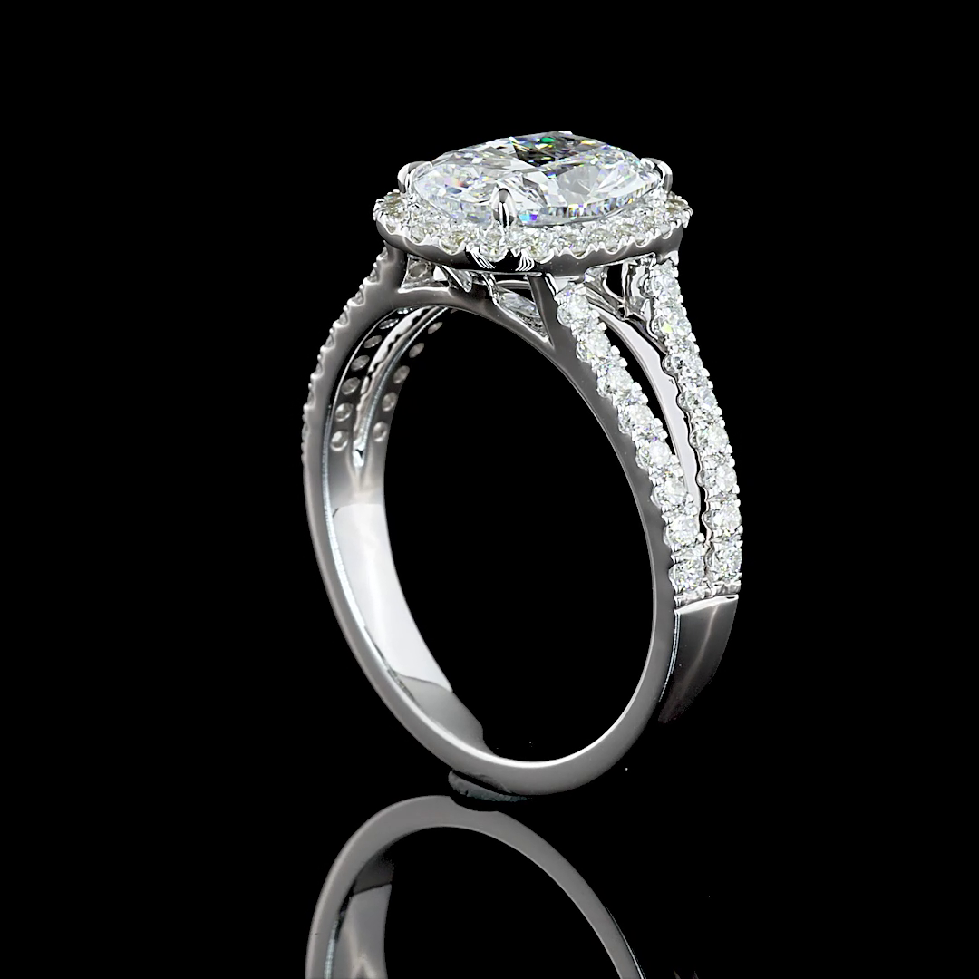 2ct Cushion Diamond Split Shank Engagement Ring