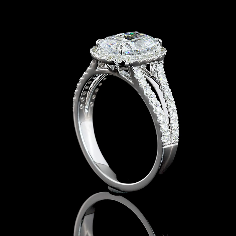 2ct Cushion Diamond Split Shank Engagement Ring