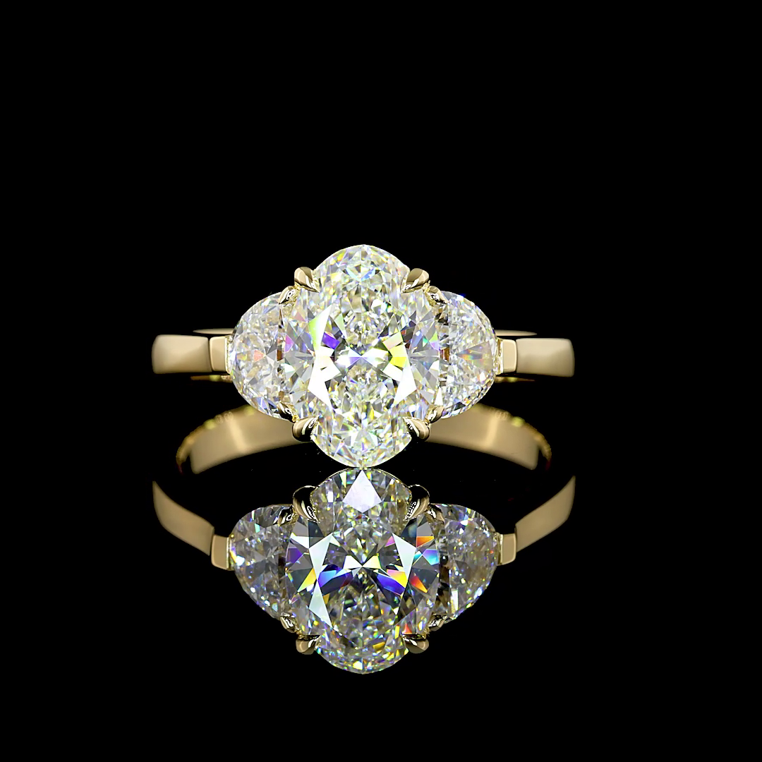 1-1/2ct Oval Diamond Three Stone Engagement Ring