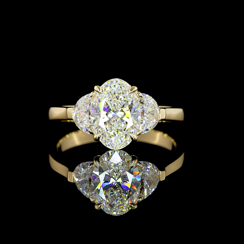 1-1/2ct Oval Diamond Three Stone Engagement Ring
