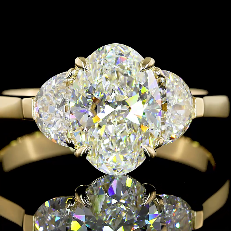 1-1/2ct Oval Diamond Three Stone Engagement Ring