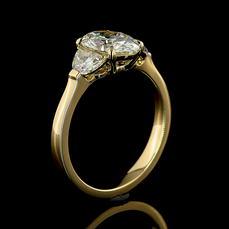 1-1/2ct Oval Diamond Three Stone Engagement Ring