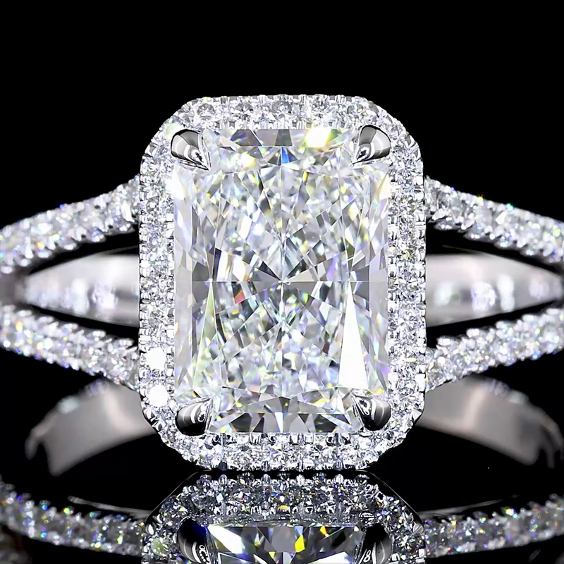 2ct Radiant Diamond Split Shank Engagement Ring