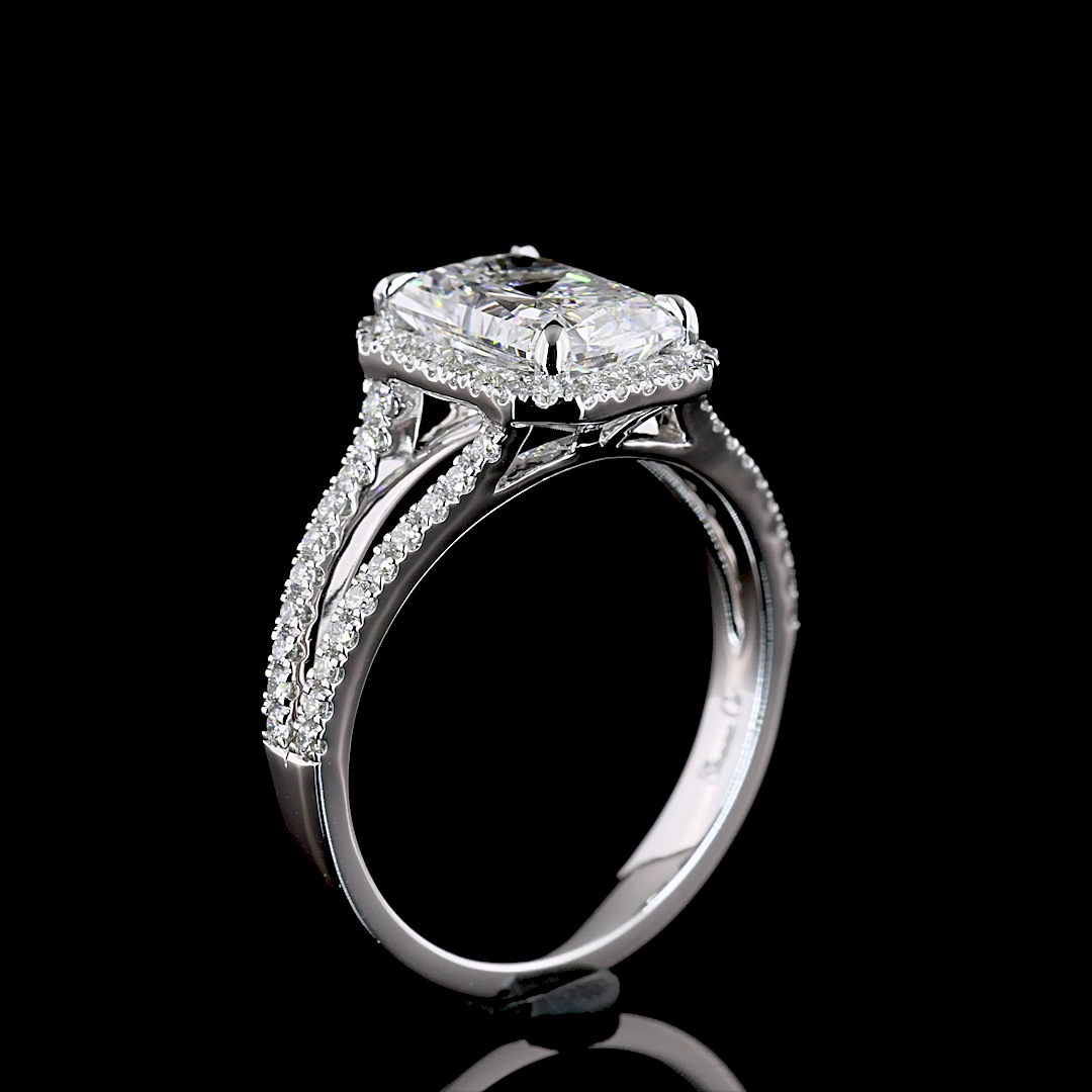 2ct Radiant Diamond Split Shank Engagement Ring