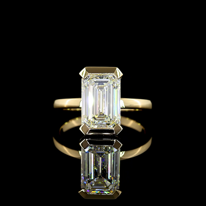 3-1/2ct Emerald Diamond Solitaire Engagement Ring