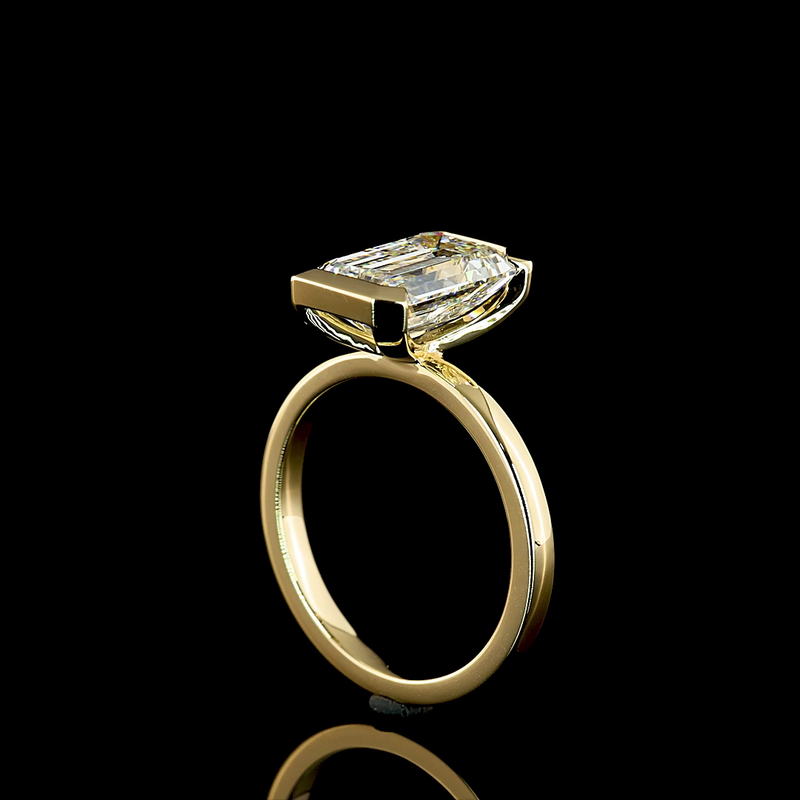 3-1/2ct Emerald Diamond Solitaire Engagement Ring