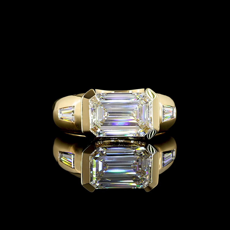 3ct Emerald Diamond 3-Stone Engagement Ring