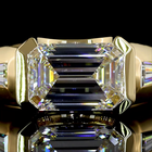 3ct Emerald Diamond 3-Stone Engagement Ring