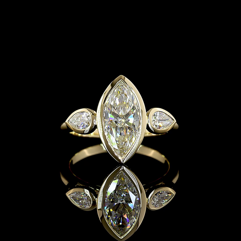 2ct Marquise Diamond 3-Stone Engagement Ring