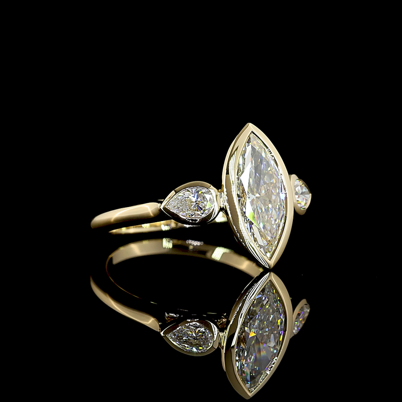 2ct Marquise Diamond 3-Stone Engagement Ring