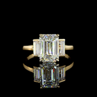3ct Emerald Diamond 3-Stone Engagement Ring