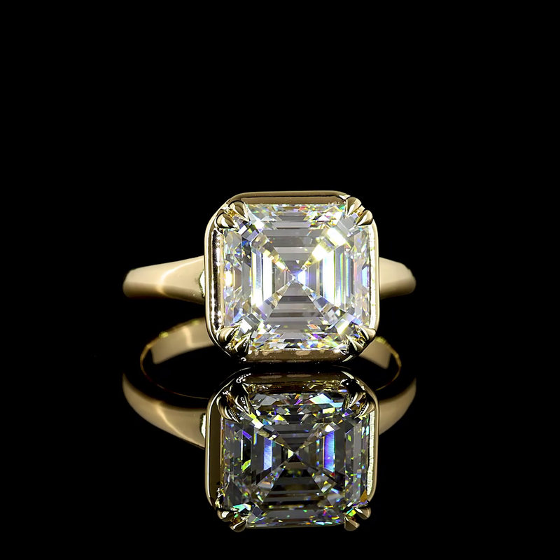 4ct Asscher Diamond Solitaire Engagement Ring