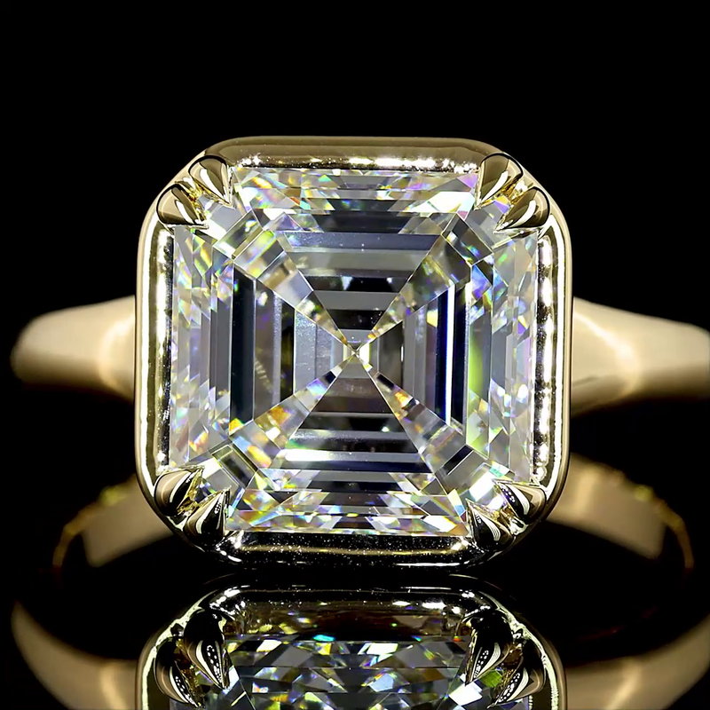 4ct Asscher Diamond Solitaire Engagement Ring