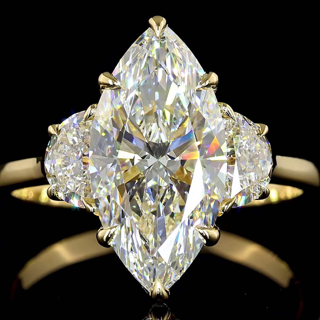 3ct Marquise Diamond 3-Stone Engagement Ring