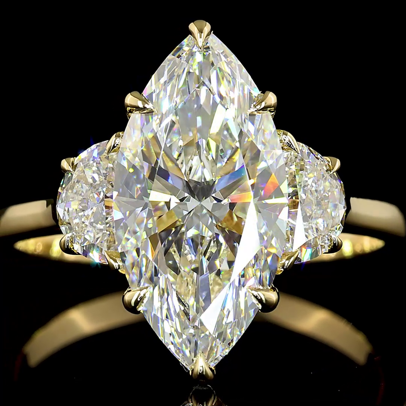 3ct Marquise Diamond 3-Stone Engagement Ring