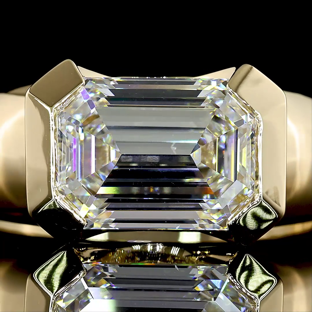 3ct Emerald Diamond Solitaire Engagement Ring